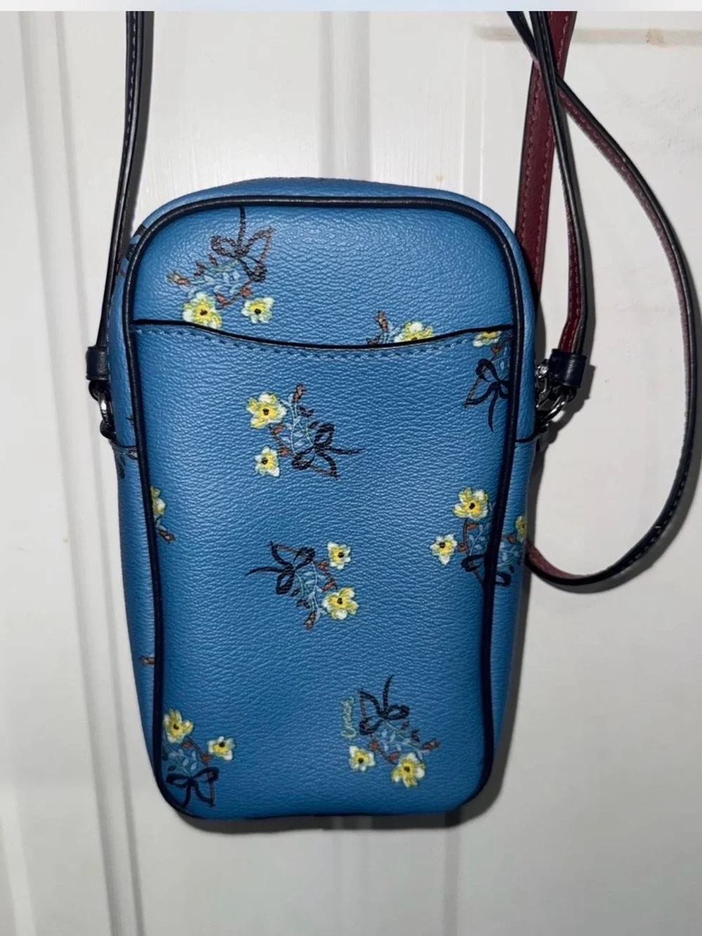 Authentic Coach Blue Floral Crossbody Phone Pouch
